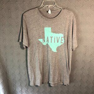 Canvas T-Shirt Men’s Size XL Grey Gray Texas Native Short Sleeve Polyester Blend